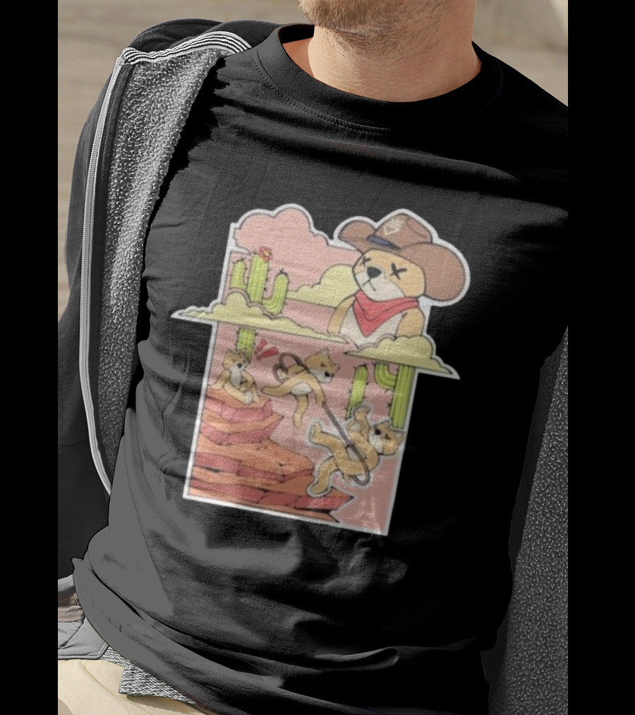 Rich And Lonely Outlaw Richie Cowboy Bear Adventure Cactus Desert T-Shirt