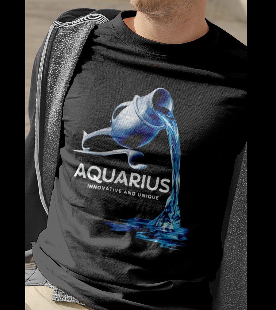Aquarius Zodiac Sign Innovative And Unique Water Bearer Pouring Blue Water T-Shirt