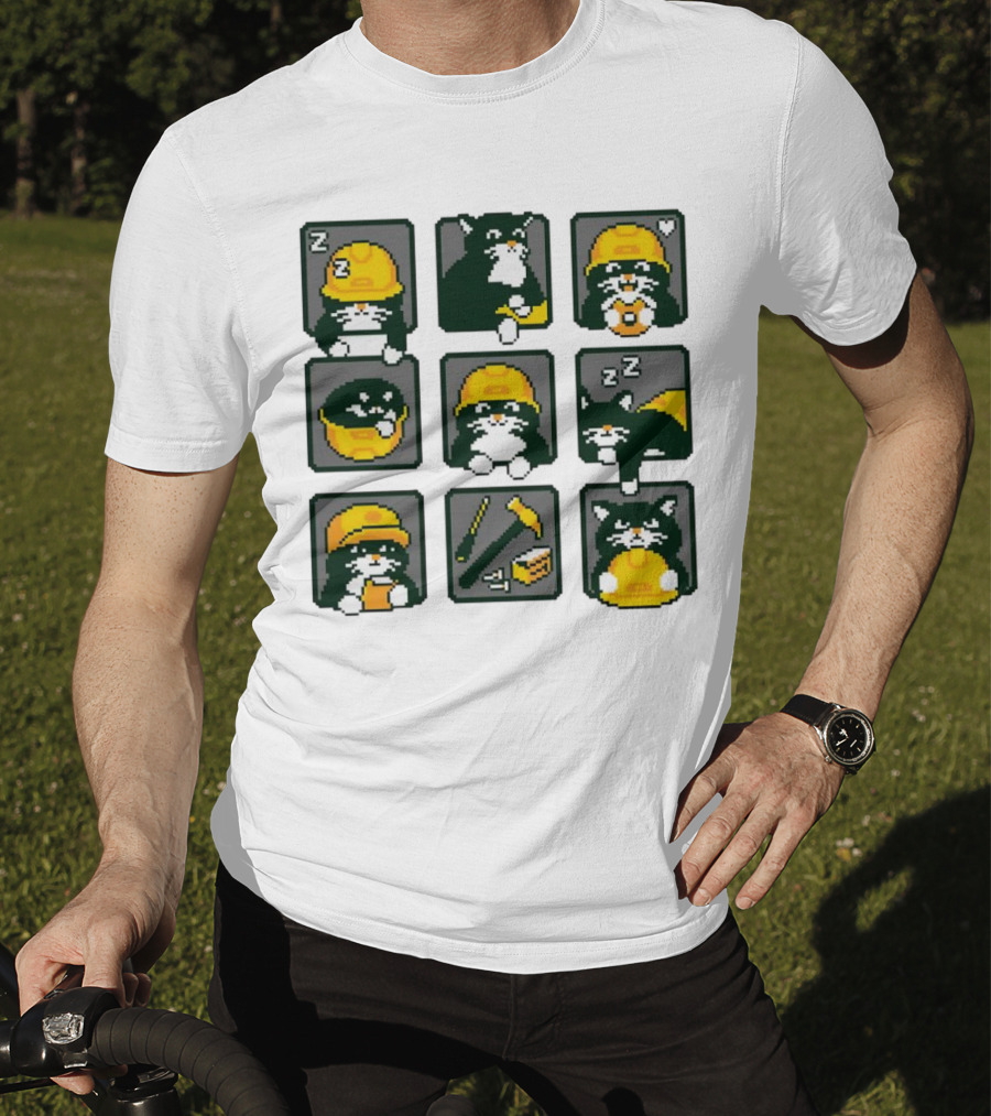 Cats In Construction Jobs Pixel Art Game T-Shirt