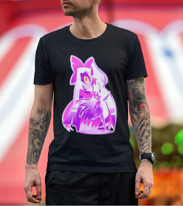 Premium T-Shirt: Exorcist Angel Hazbin Hotel Game Purple Character T-Shirt Exorcist Angel Hazbin Hotel Game Purple Character T-Shirt