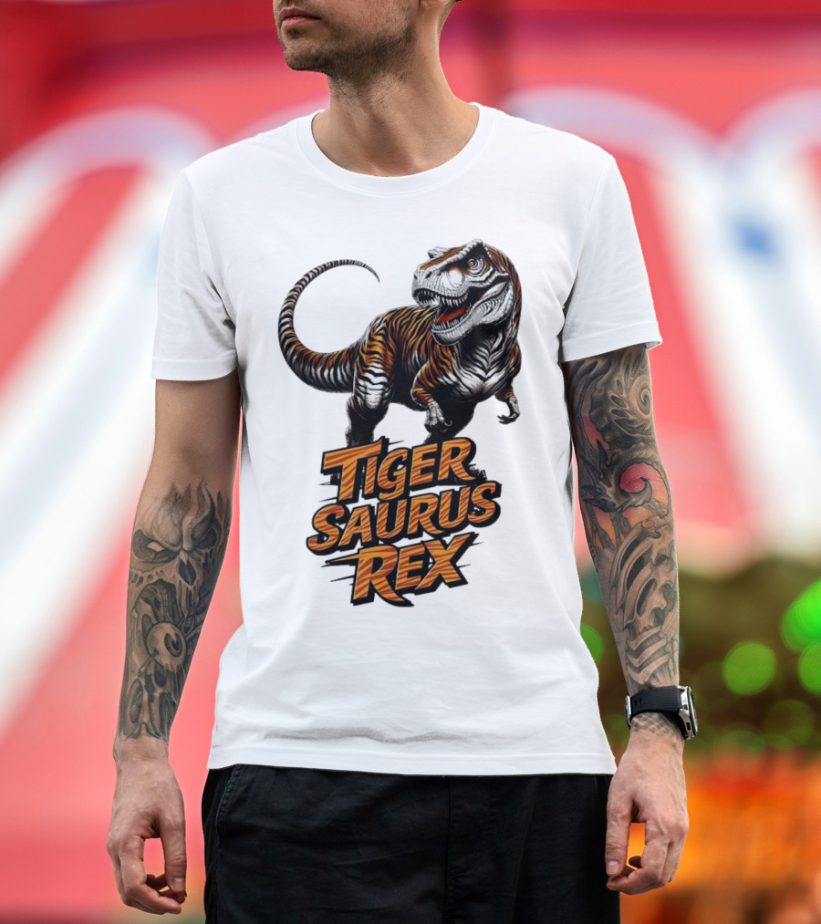 Fierce Tiger Saurus Rex Dinosaur Tiger Saurus Rex T-Shirt
