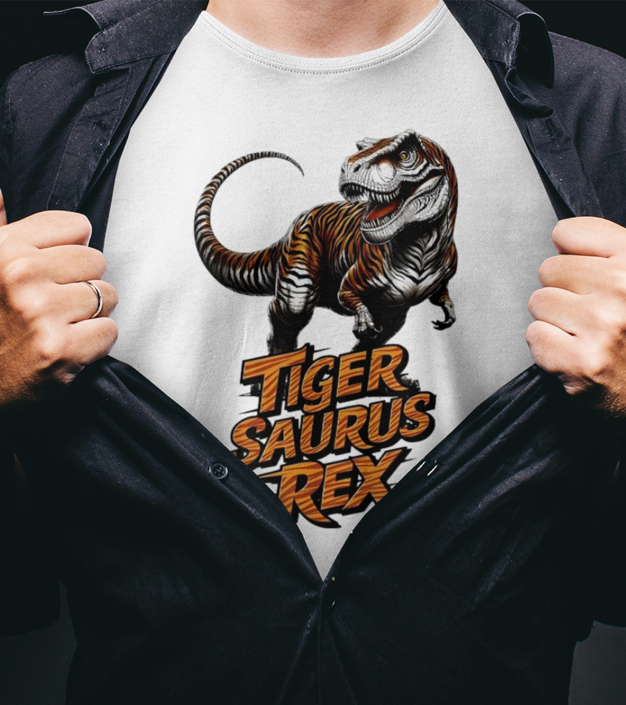 Fierce Tiger Saurus Rex Dinosaur Tiger Saurus Rex T-Shirt