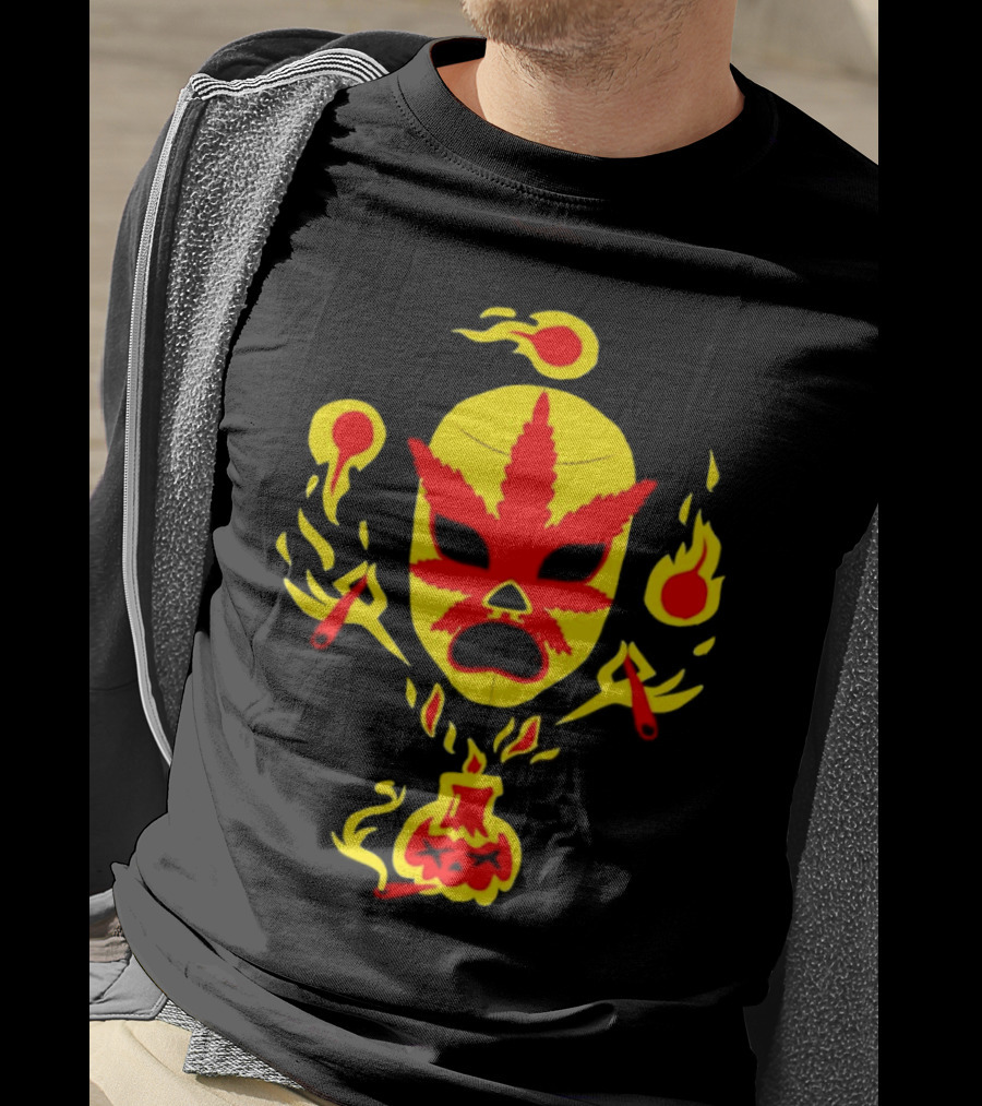 The Ablazing Blitzed Brothers Flaming Leaf Mask T-Shirt