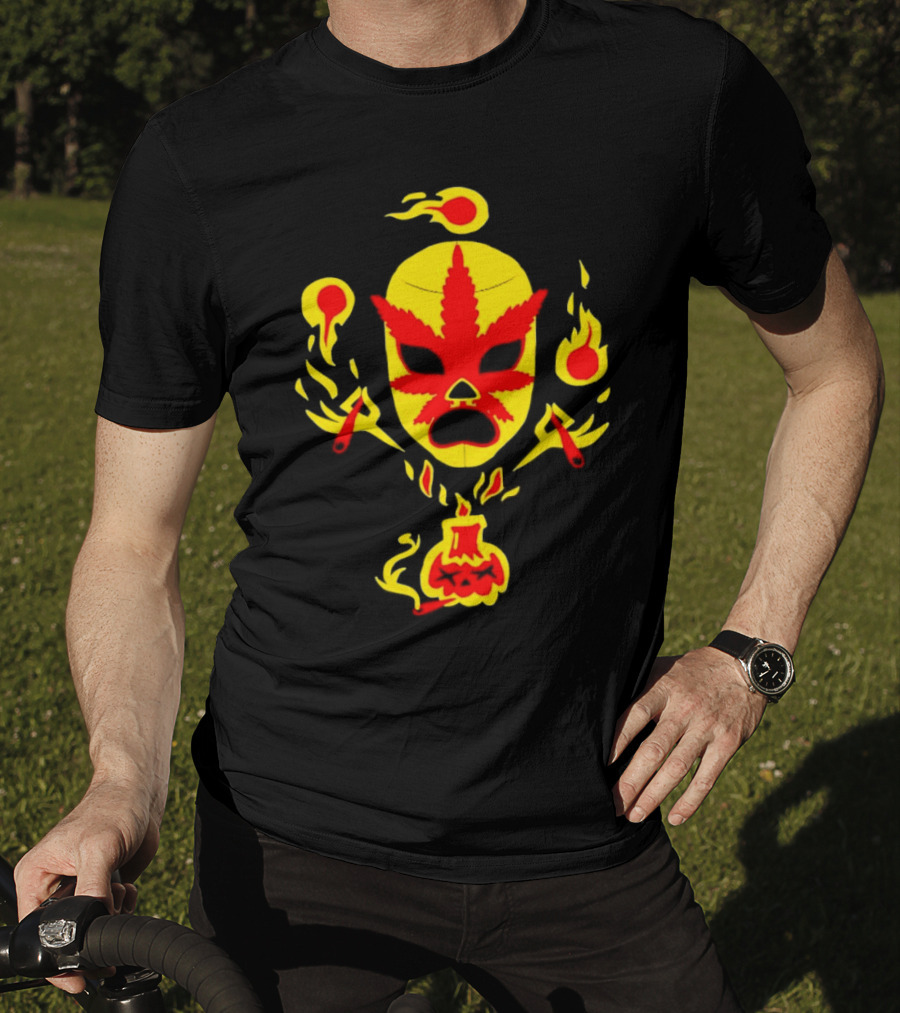 The Ablazing Blitzed Brothers Flaming Leaf Mask T-Shirt