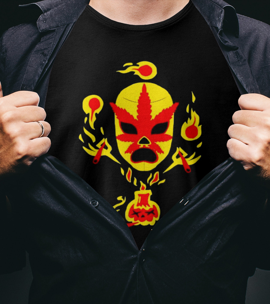 The Ablazing Blitzed Brothers Flaming Leaf Mask T-Shirt