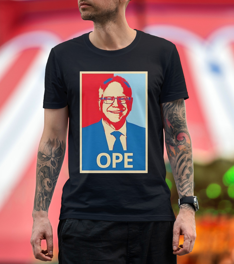 Tim Walz OPE Hope 2024 Poster Style Blue Red T-Shirt
