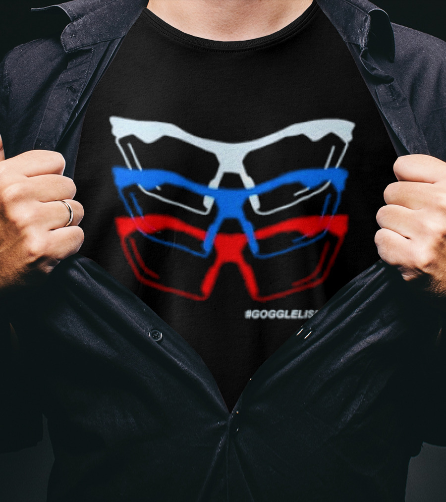 Nice Goggle Lish #GOGGELISH Red Blue White T-Shirt