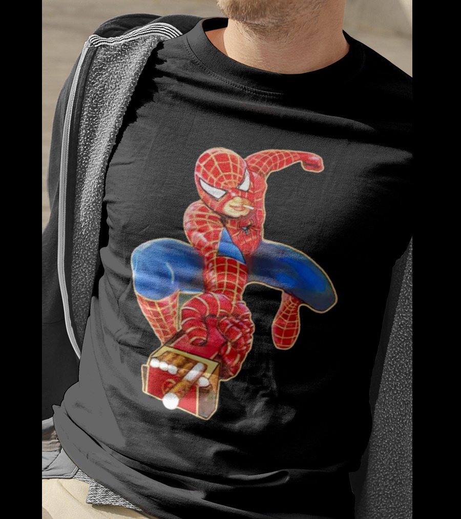 Spiderman Funny Smoking Man Superhero T-Shirt