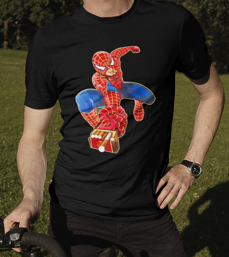 Spiderman Funny Smoking Man Superhero T-Shirt