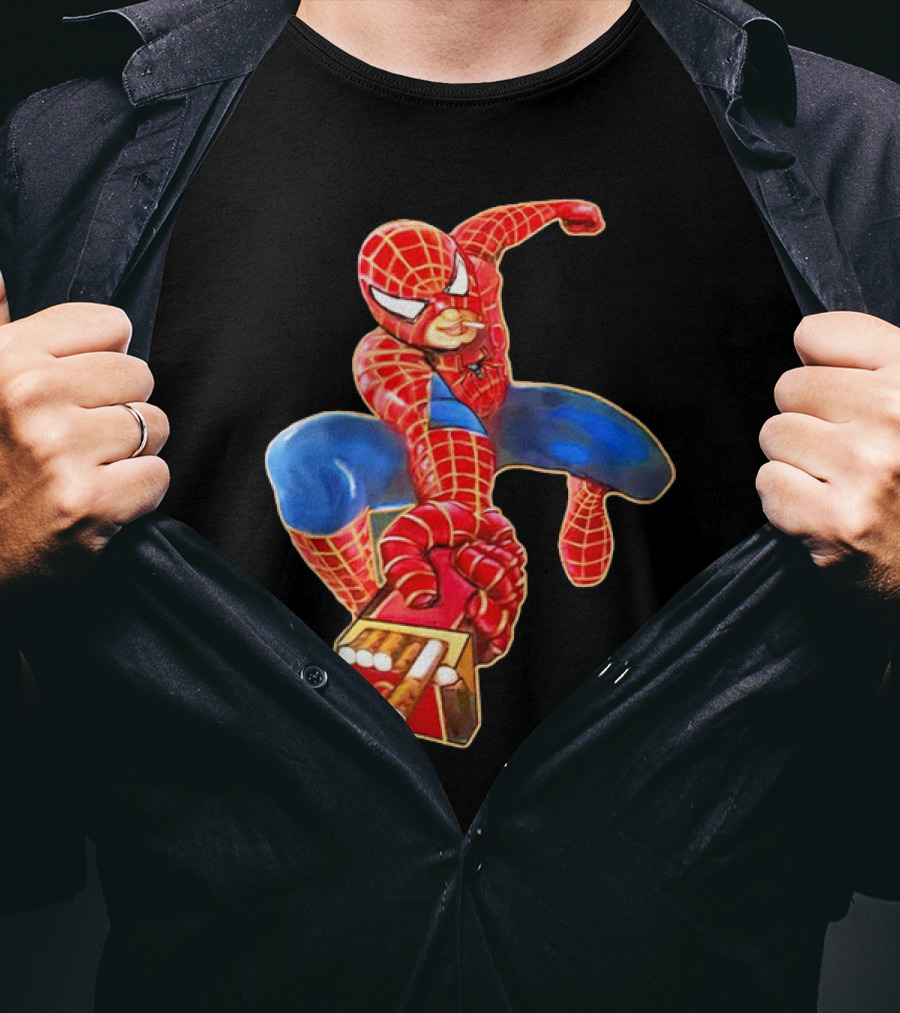 Spiderman Funny Smoking Man Superhero T-Shirt