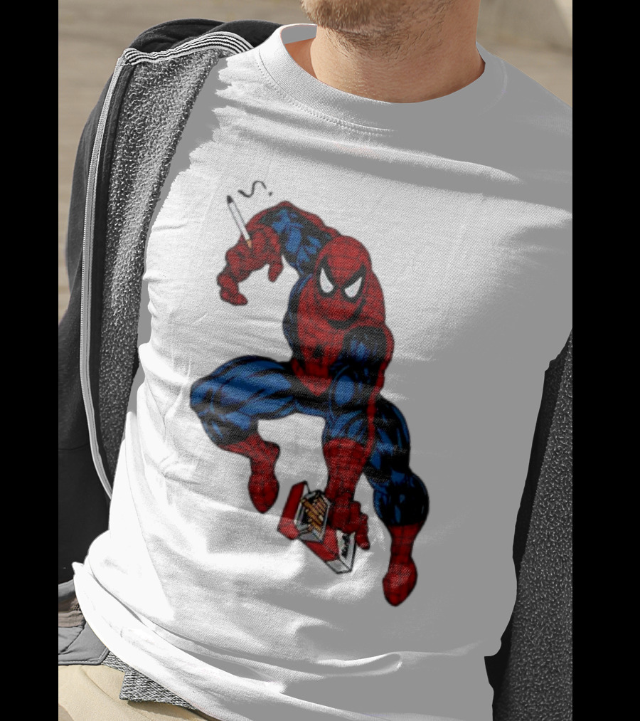 Spider-Man Smokerman Smoking Cigarette Comic T-Shirt
