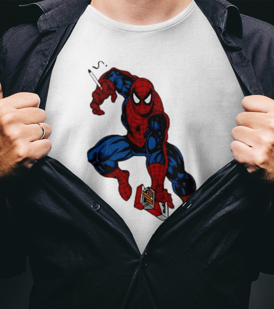 Spider-Man Smokerman Smoking Cigarette Comic T-Shirt