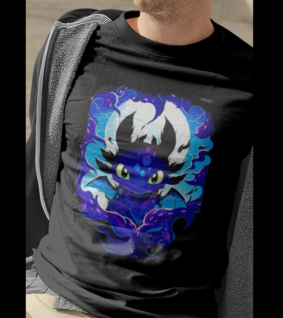 Toothless How To Train Your Dragon Darkness Cartoon Blue Flame T-Shirt