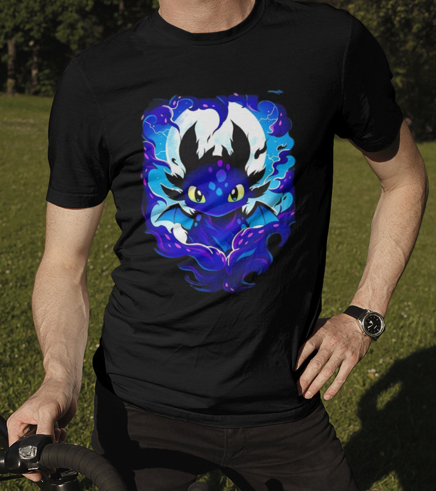 Toothless How To Train Your Dragon Darkness Cartoon Blue Flame T-Shirt