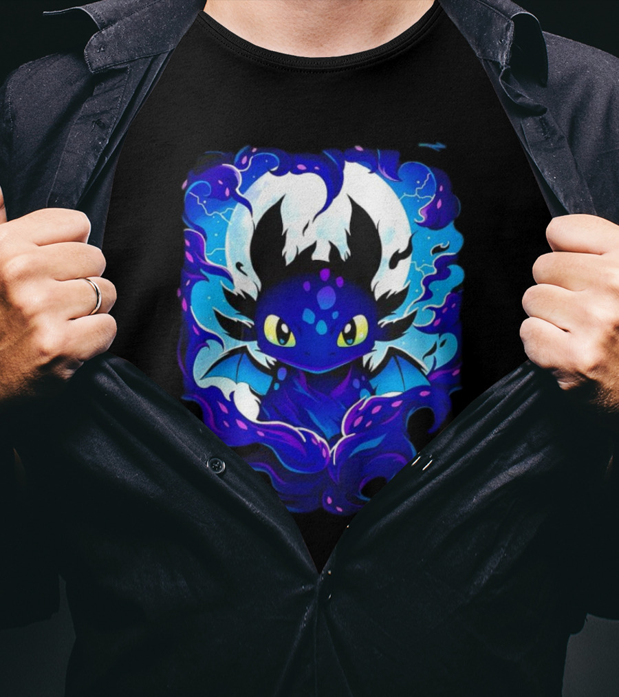 Toothless How To Train Your Dragon Darkness Cartoon Blue Flame T-Shirt