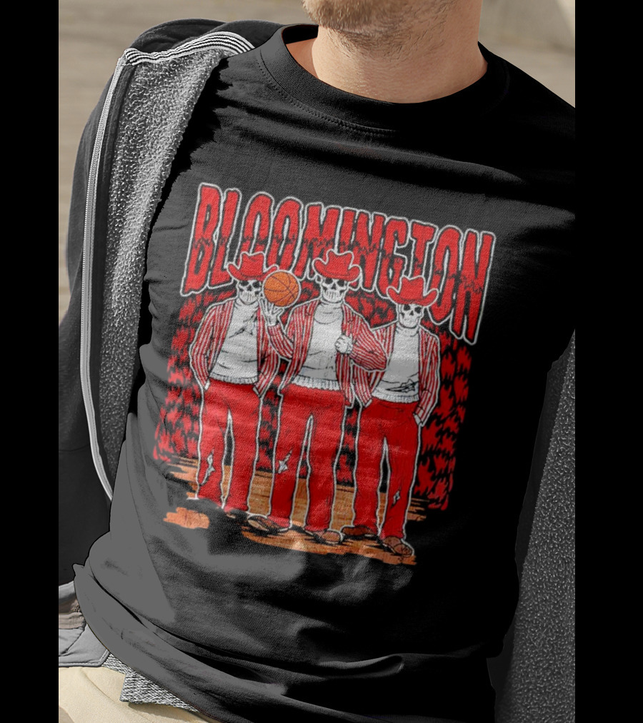 Bloomington Basketball Skeletons In Cowboy Hats T-Shirt