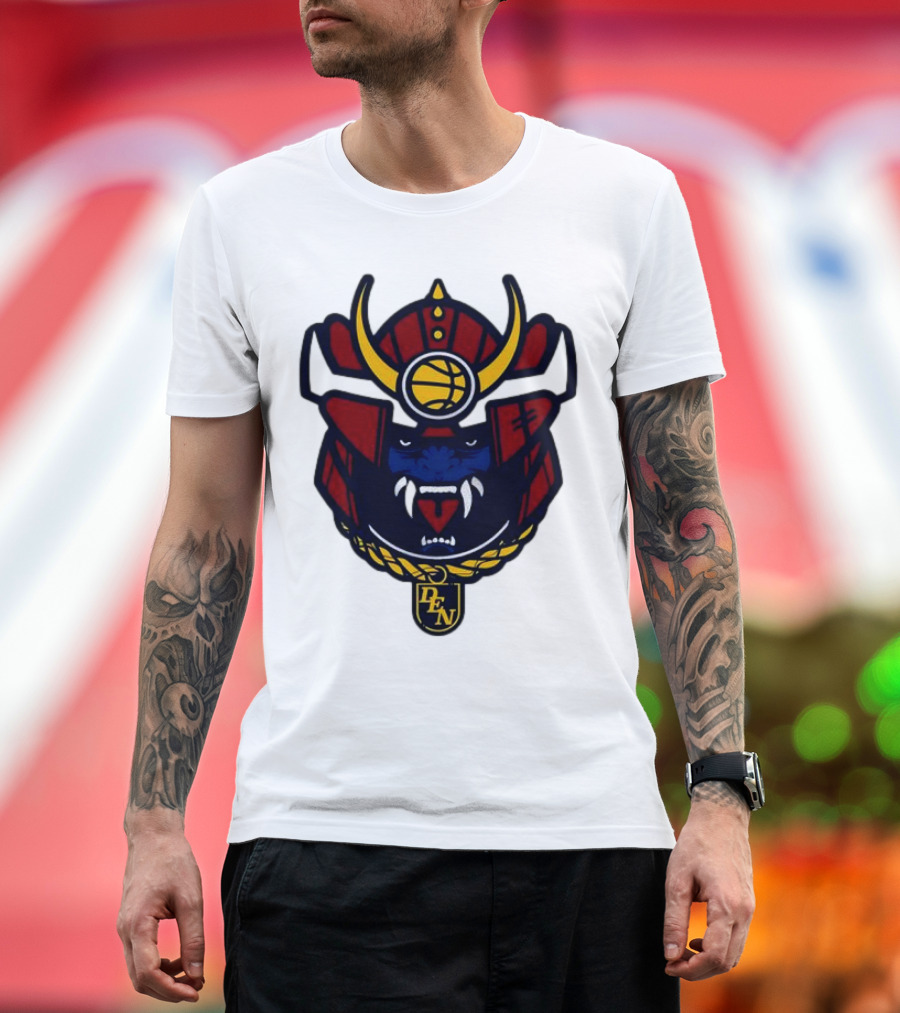 Denver Nuggets Samurai Helmet Emblem with DN Badge T-Shirt