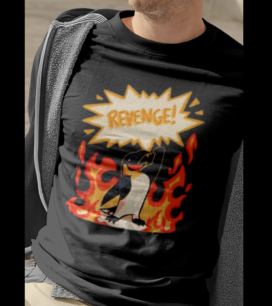 Hazbin Hotel Helluva Boss Revenge Penguin In Flames T-Shirt