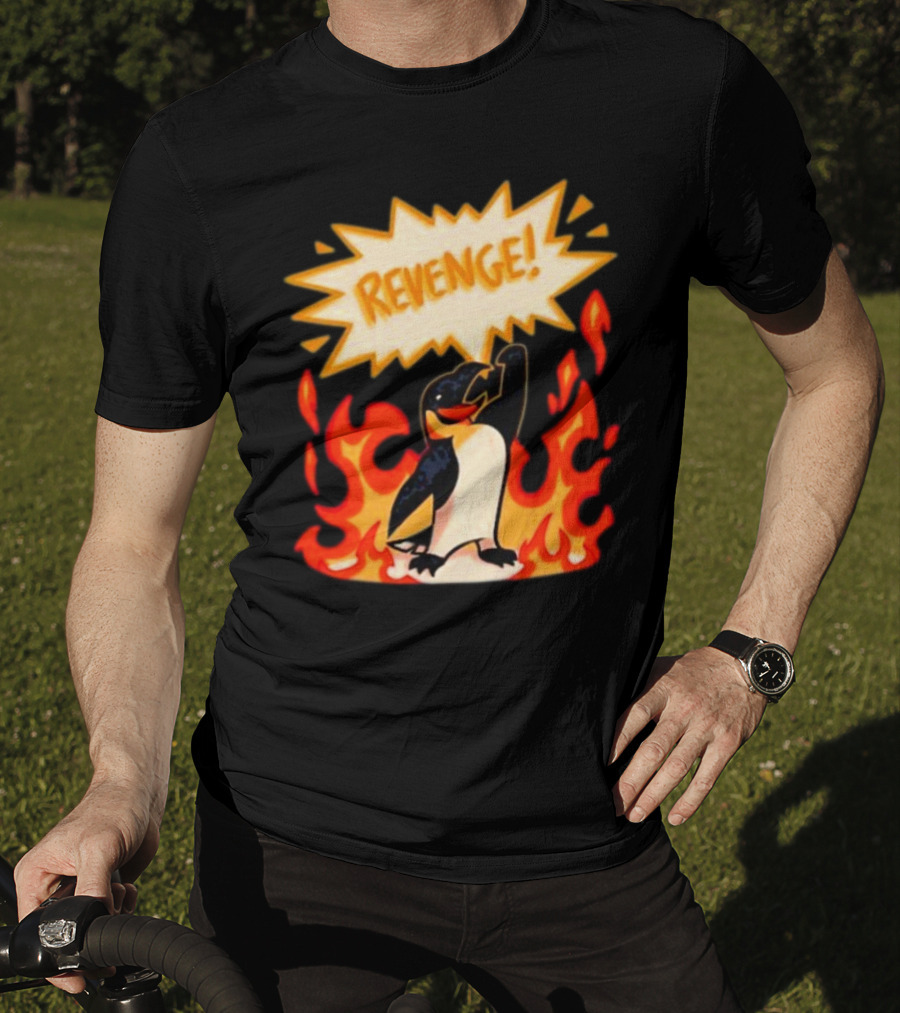 Hazbin Hotel Helluva Boss Revenge Penguin In Flames T-Shirt