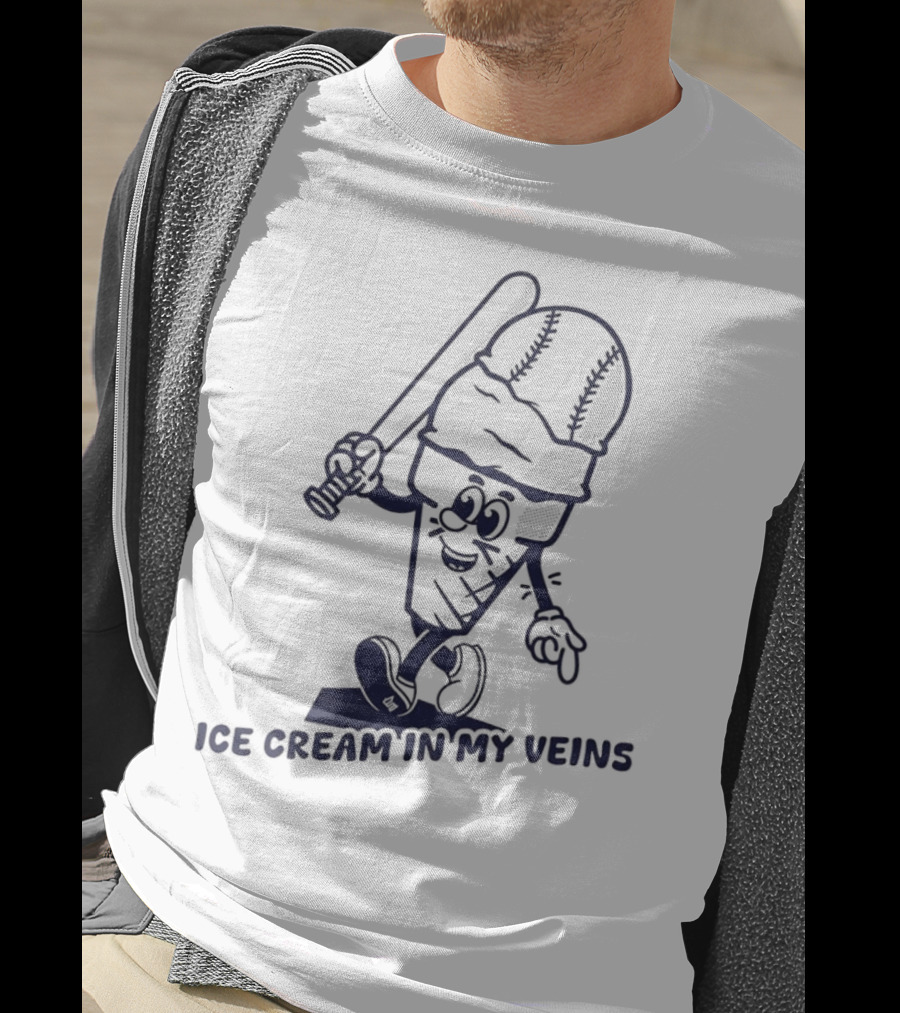 Ice Cream In My Veins Baseball Cone Bat Character T-Shirt