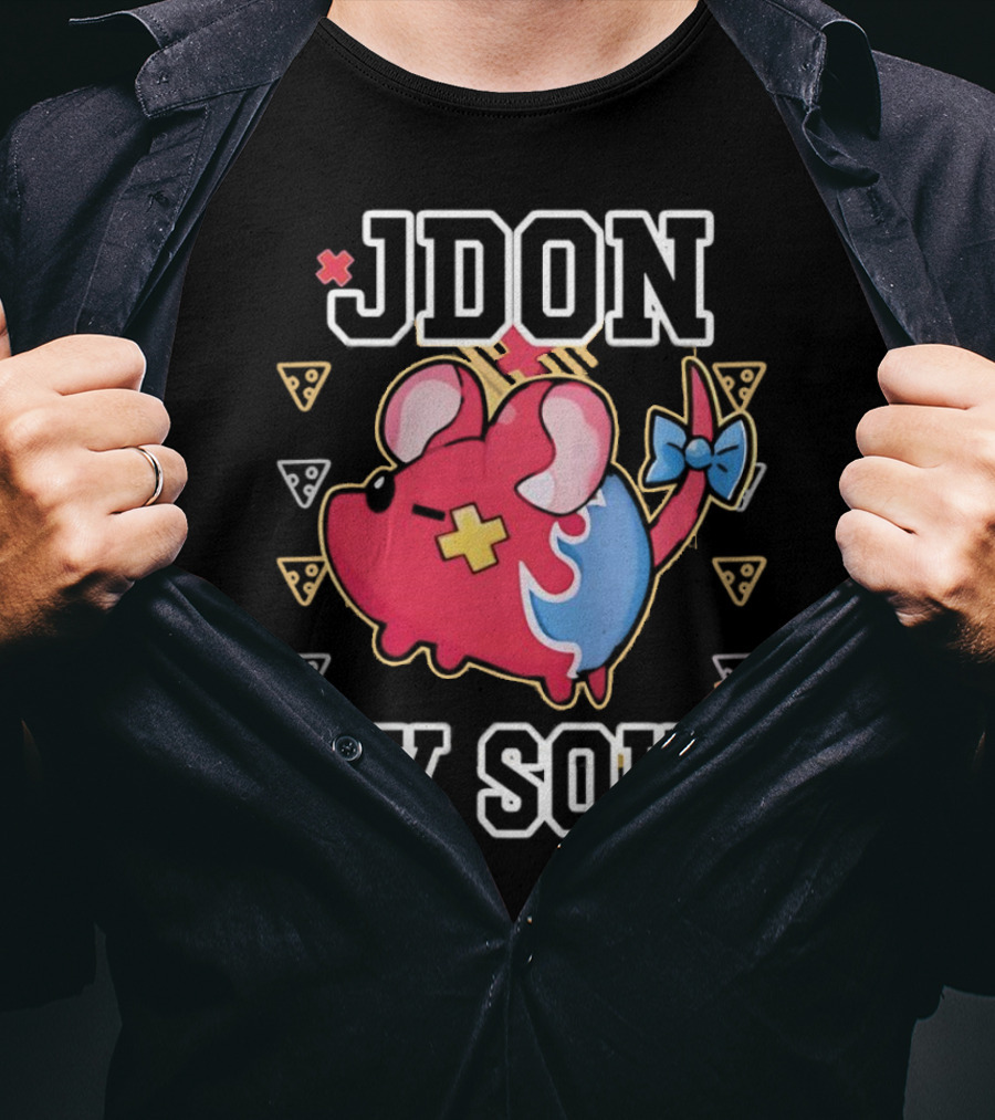 JDON My Soul Rat With Cute Red And Blue Cartoon Mouse With Pizza Slices T-Shirt