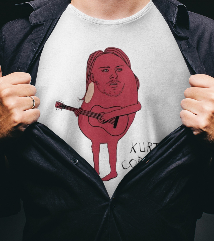 Kurt Cobean Guitar Bean Character T-Shirt