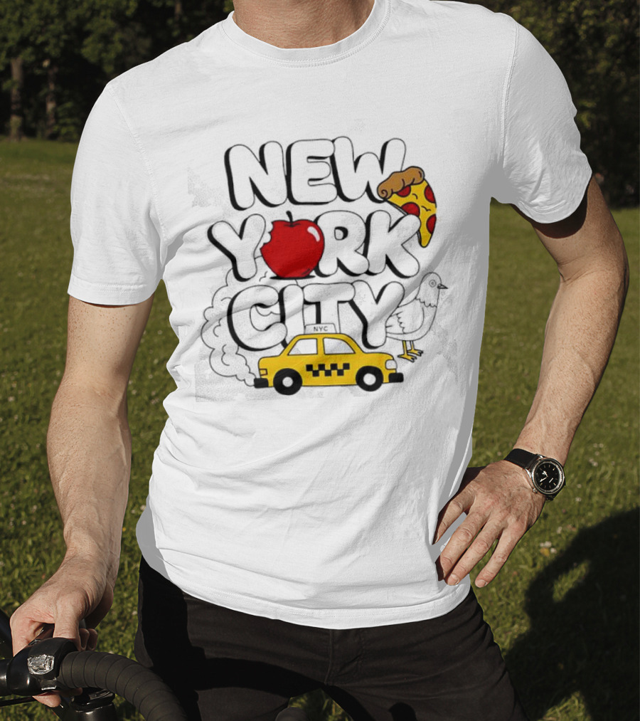 NEW YORK CITY Apple Pizza Taxi Pigeon T-Shirt