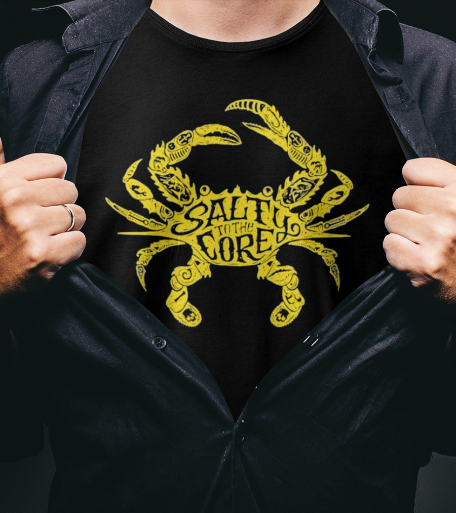 Salty To The Core Yellow Crab Tattoo-Inspired T-Shirt