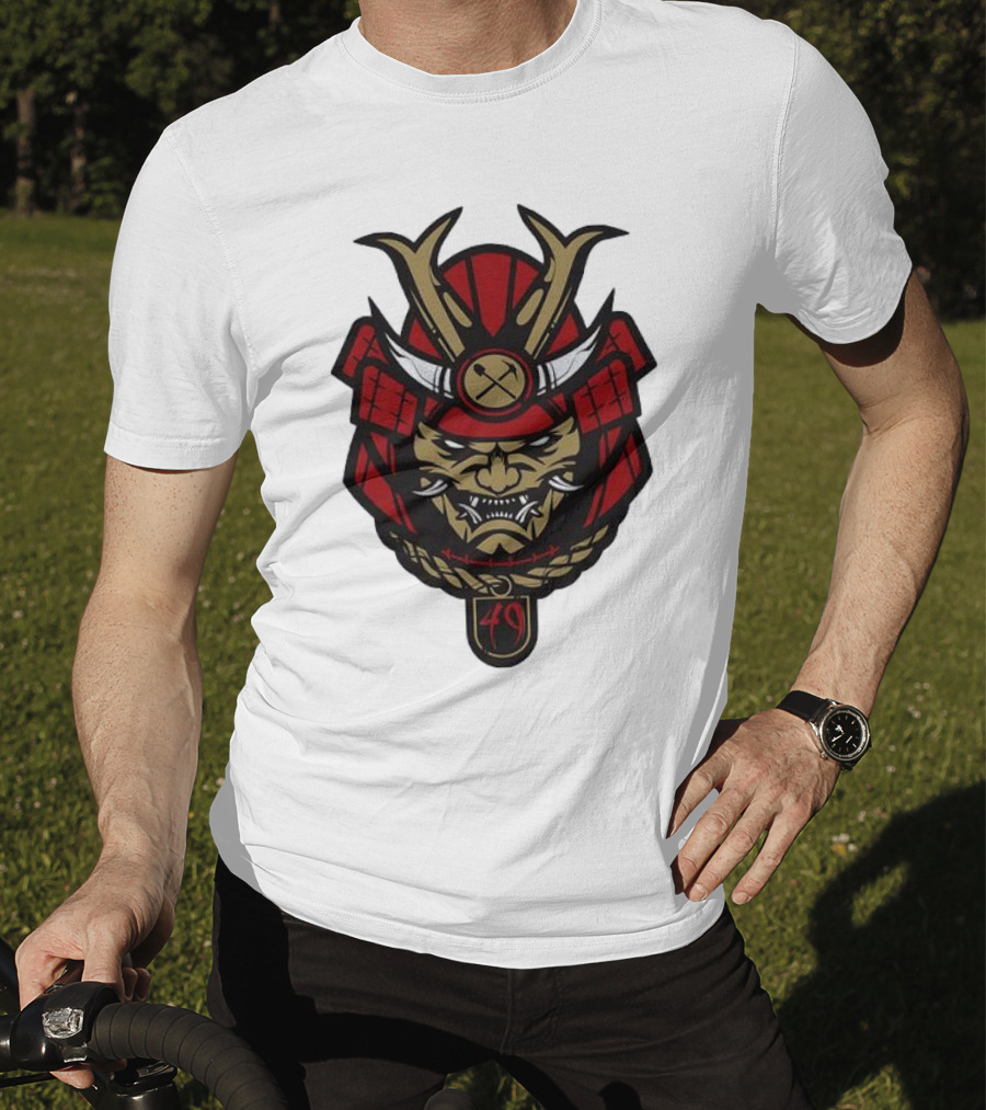 San Francisco 49ers Samurai Head With Crossed Axes And Number 49 T-Shirt