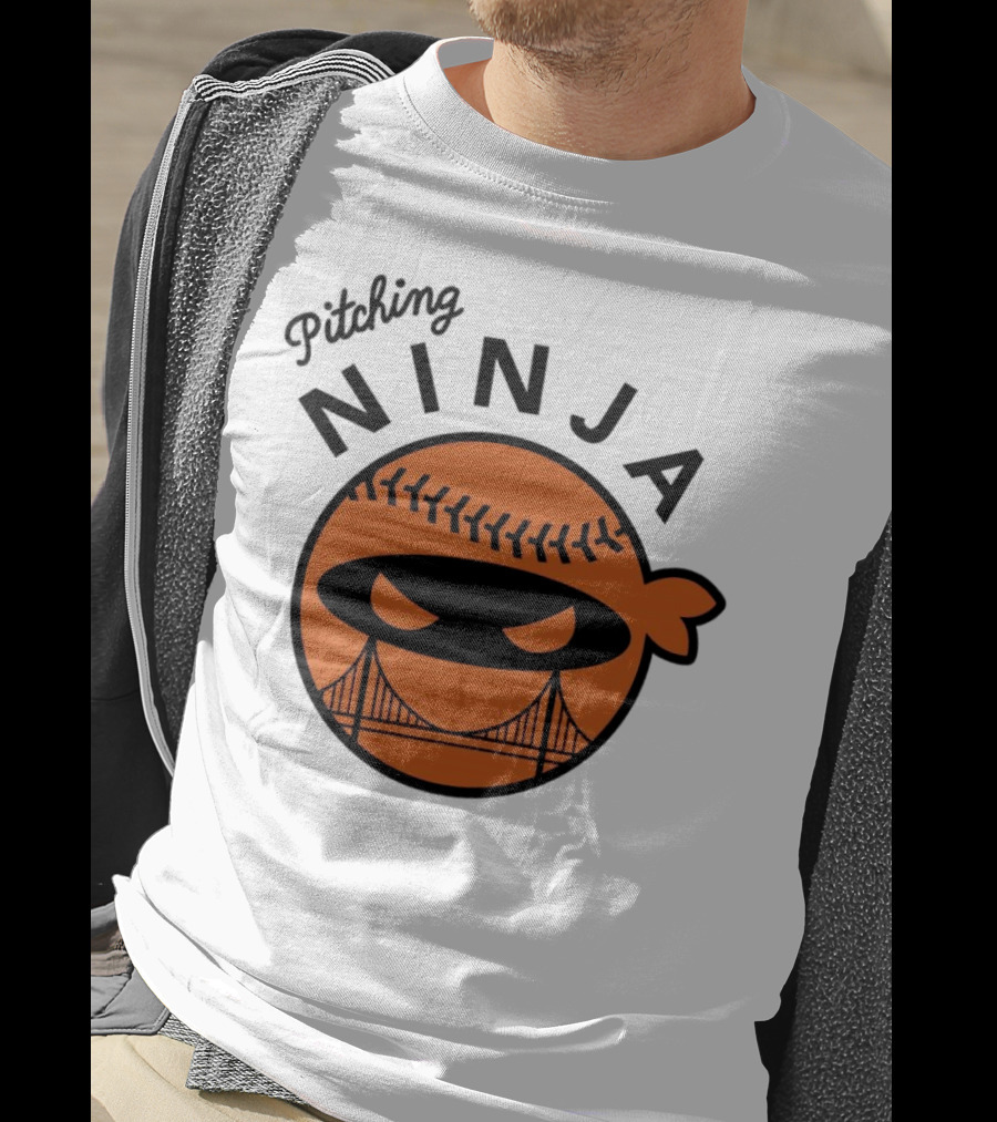 Pitching Ninja San Francisco Giants Orange Ball Face With Bridge T-Shirt