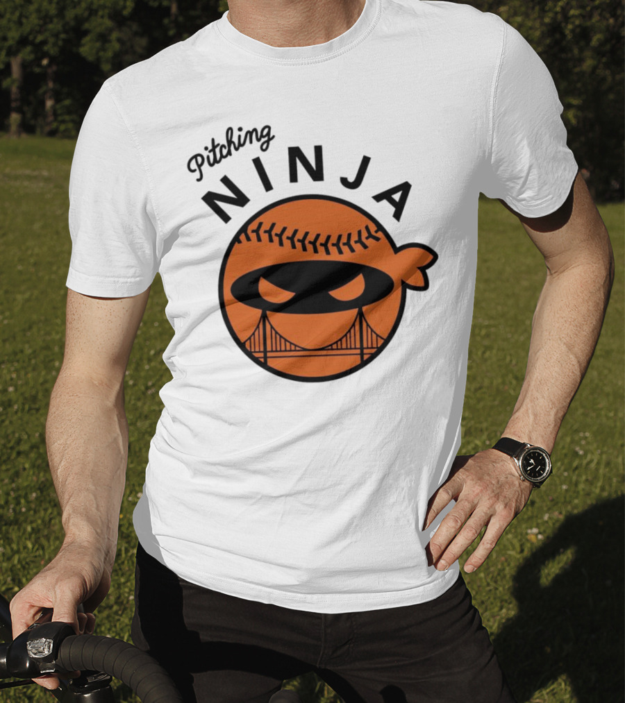 Pitching Ninja San Francisco Giants Orange Ball Face With Bridge T-Shirt