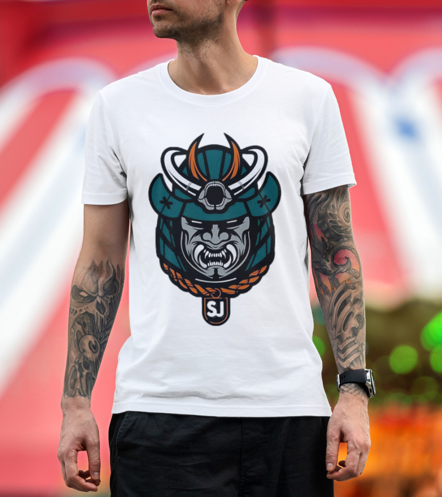 San Jose Sharks Samurai Hockey Emblem T-Shirt