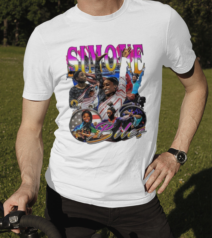 Simone Biles Olympic Champion Retro Collage T-Shirt