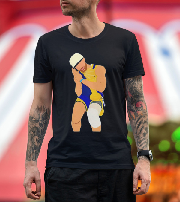 Premium T-Shirt: Steph Curry Night Night Basketball Pose with Trophy T-Shirt Steph Curry Night Night Basketball Pose with Trophy T-Shirt