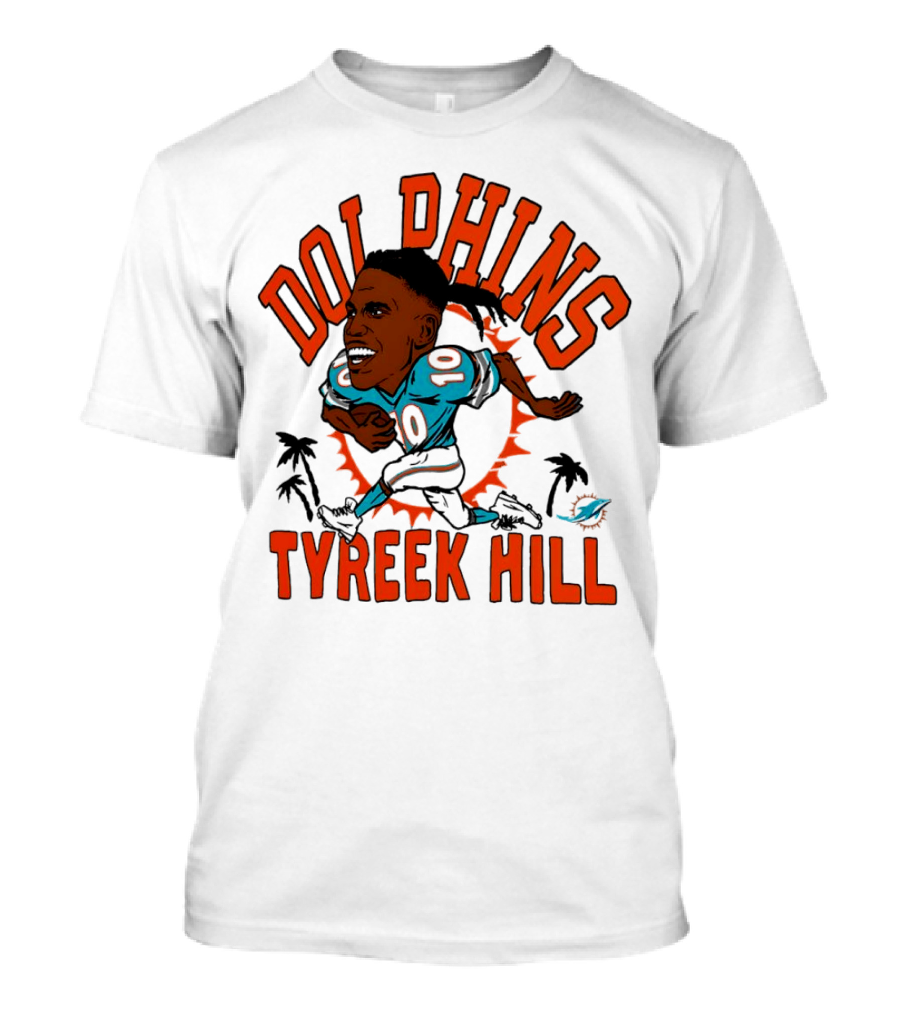 Tyreek Hill Miami Dolphins Caricature Player Signature Dolphins T-Shirt