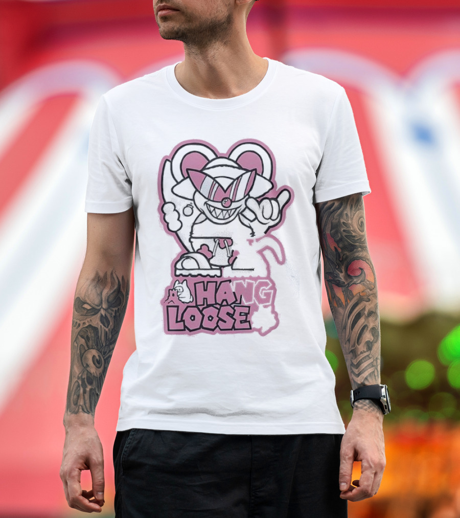 Coneyfest Hang Loose Retro Cartoon Mouse Hand Gesture T-Shirt