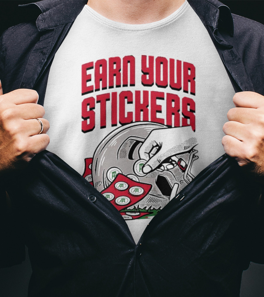 Ohio State Buckeyes Earn Your Stickers Helmet Skull Football T-Shirt