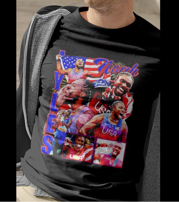 Olympic 2024 USA Noah Lyles Retro T-Shirt