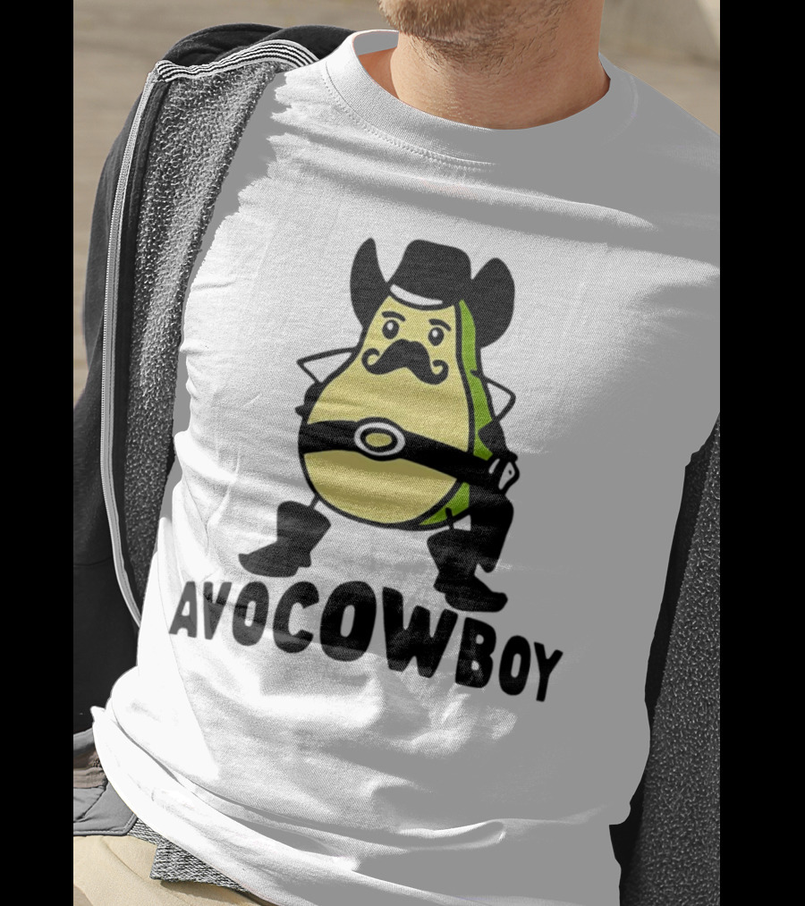 Avocowboy Avocado X Cowboy Character With Hat And Mustache T-Shirt