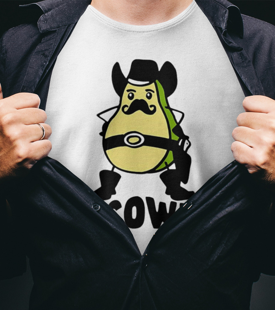 Avocowboy Avocado X Cowboy Character With Hat And Mustache T-Shirt
