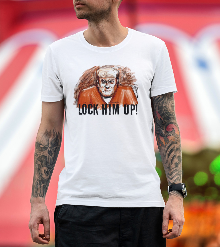 Donald Trump Lock Him Up Political Satire Cartoon T-Shirt