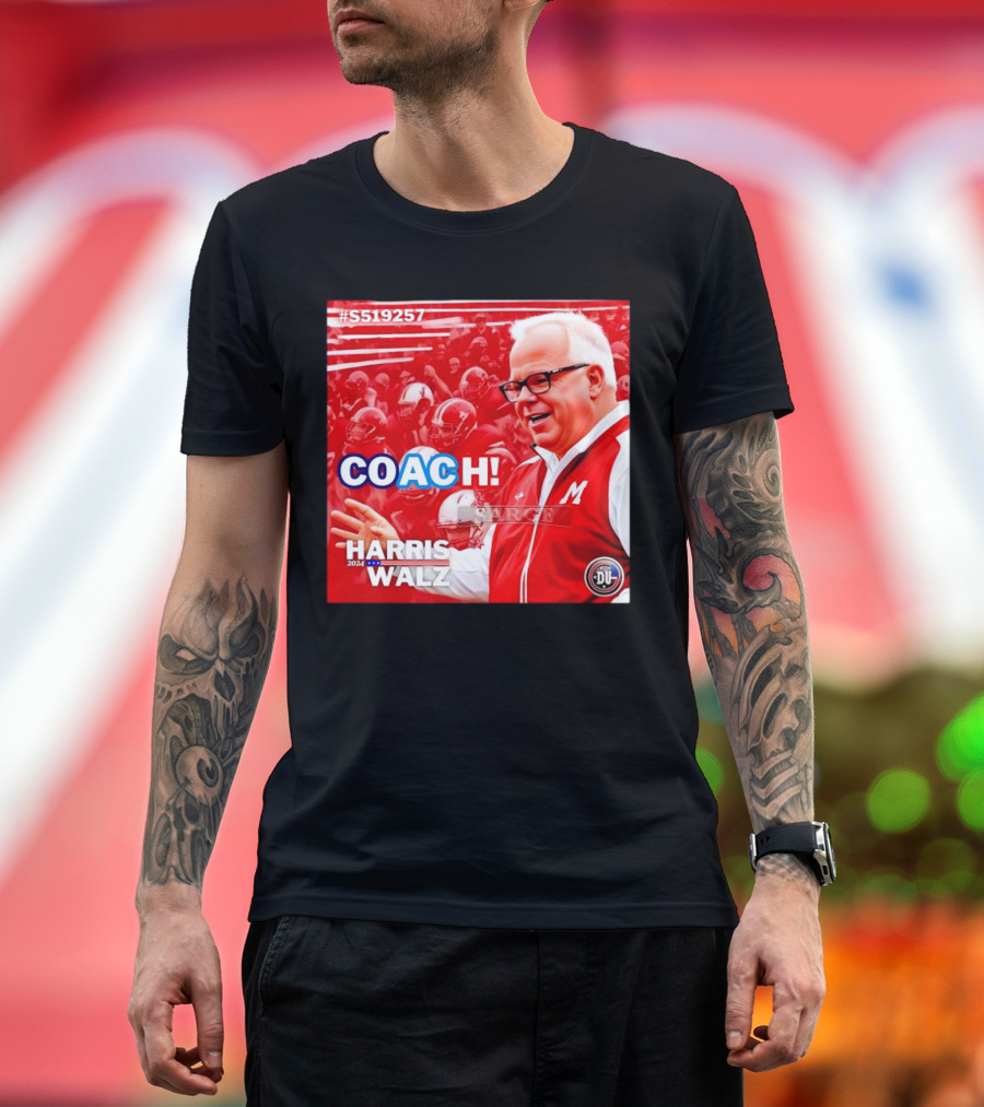 Harris Walz 2024 Coach Walz Football M Team Red T-Shirt