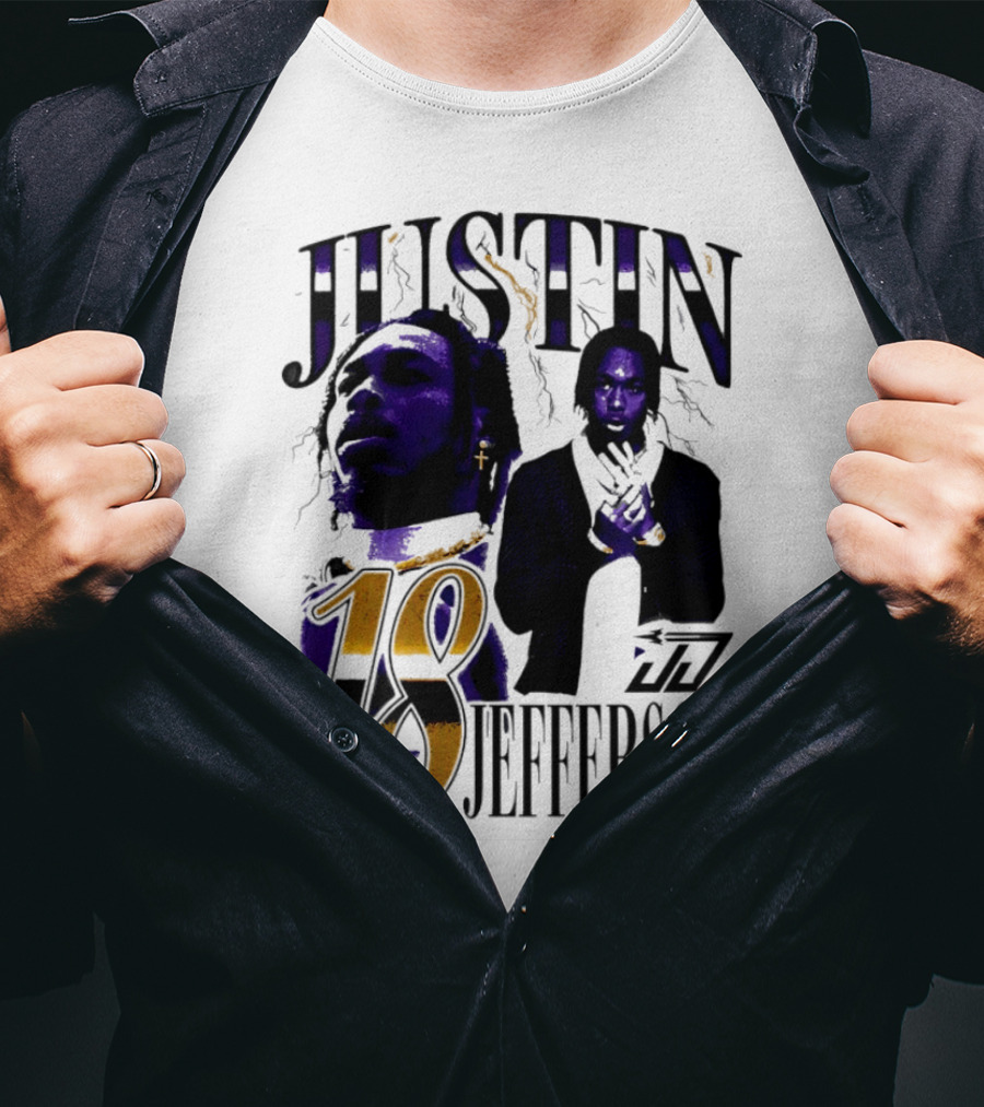 Justin Jefferson 18 Minnesota Vikings Lightning T-Shirt
