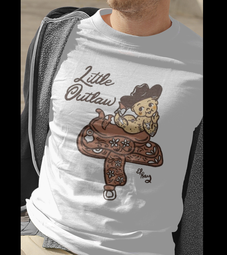 Kewpie Cowboy Little Outlaw Vintage Saddle Art By El Ren T-Shirt