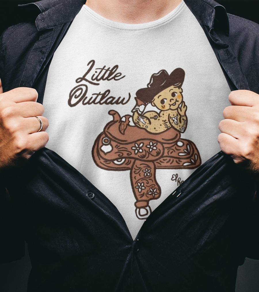 Kewpie Cowboy Little Outlaw Vintage Saddle Art By El Ren T-Shirt