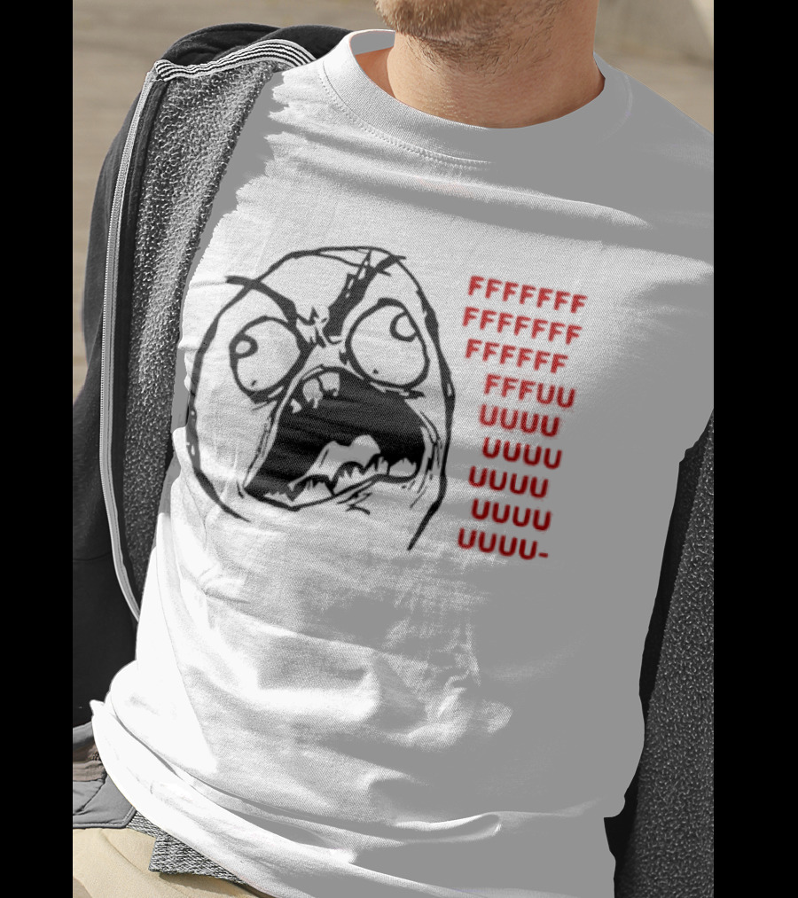 Rage Face Meme FFFFUUUUU Repeated Text T-Shirt