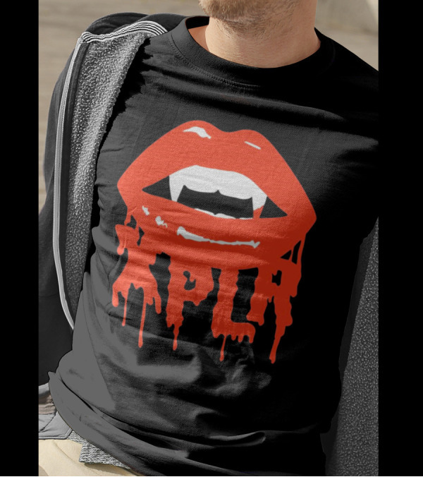 XPLR Fangs Back To School Dripping Red Lips T-Shirt