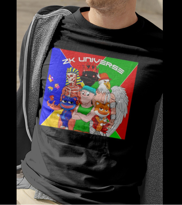 ZK Universe Colorful Characters With Pharaoh Skeleton, Crowned Figure, And Winged Eagle T-Shirt