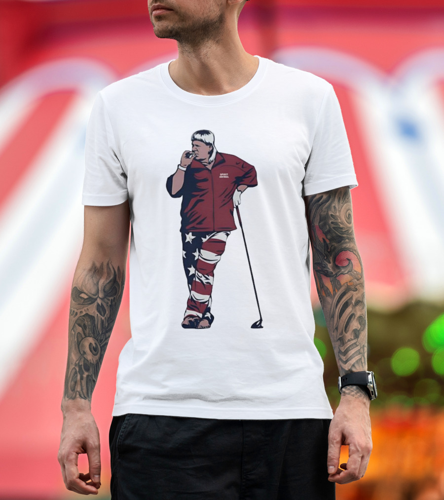John Daly Sports Legend American Flag Pants Golf T-Shirt