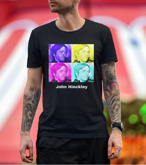 Premium T-Shirt: John Hinckley Pop Art Portrait Quad Color Blocks T-Shirt John Hinckley Pop Art Portrait Quad Color Blocks T-Shirt